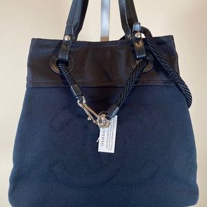 Chanel CC Large Canvas and Leather Tote Bag